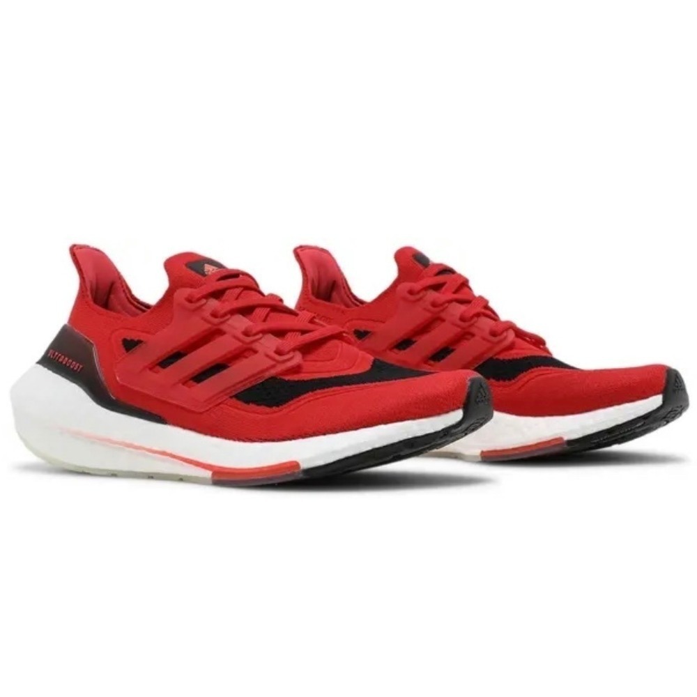 Adidas UltraBoost 21 Running Shoes Men's 13 Red Black Athletic Sneakers FY0387